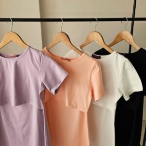 Breastfeeding pure cotton basic shirt (half sleeves)