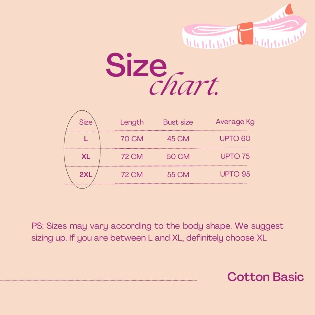 Cotton basic size chart