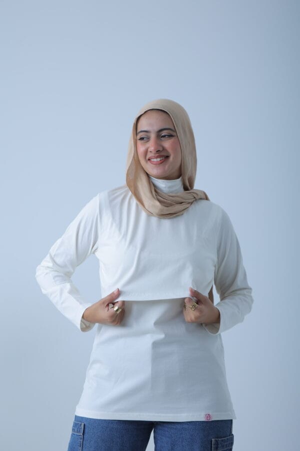 High neck pure cotton full sleeves basic shirt
