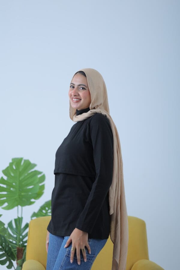 High neck pure cotton full sleeves basic shirt