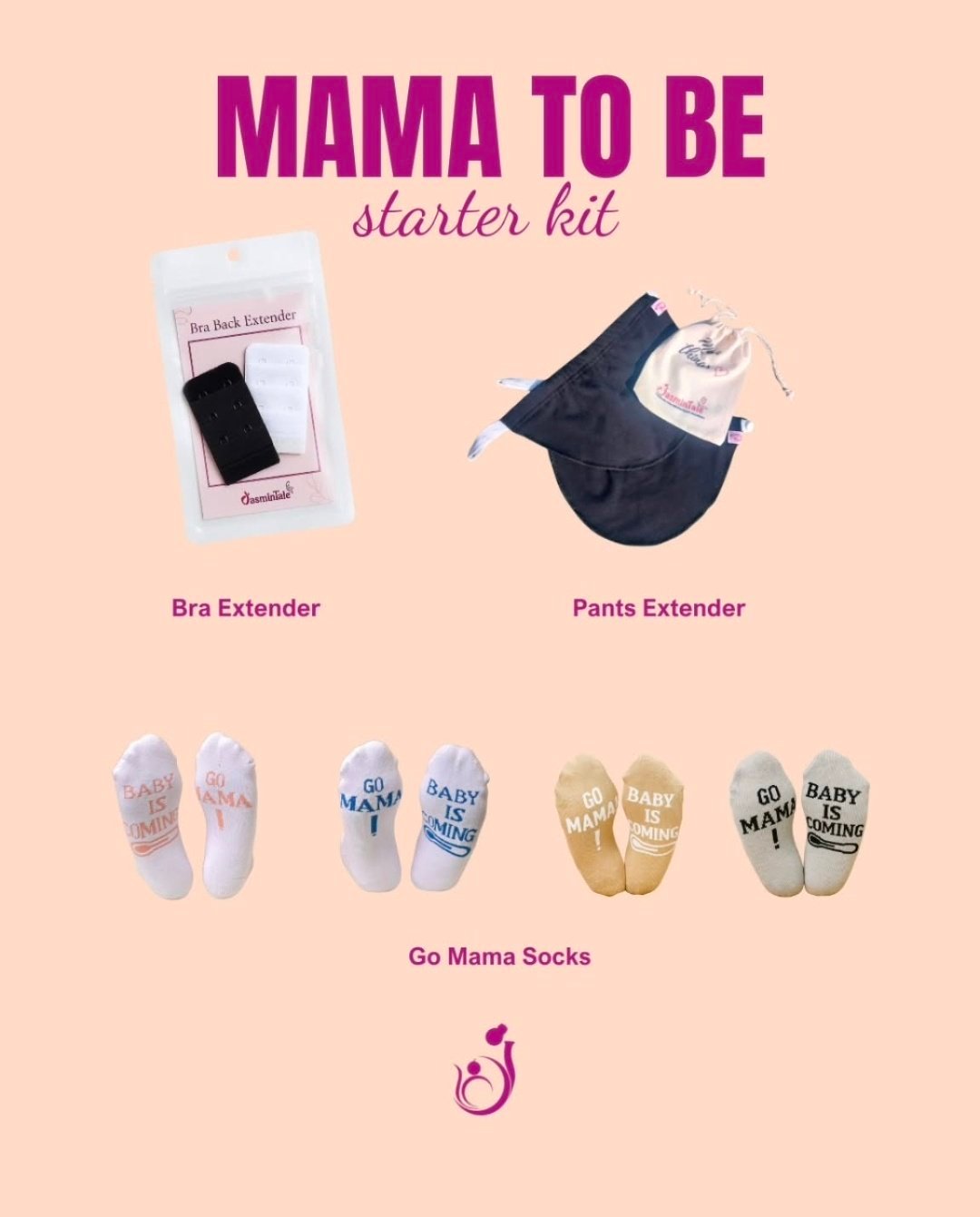 Mama to be bundle(Pants extender + Bra extender + Go mama socks)