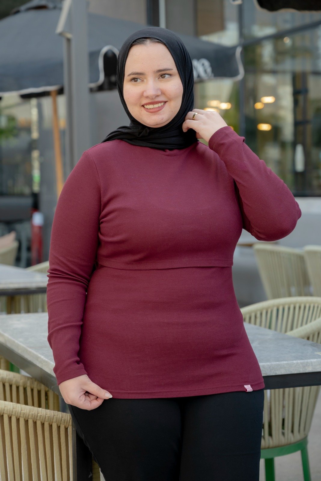 J mum nursing rib top (Full sleeves)