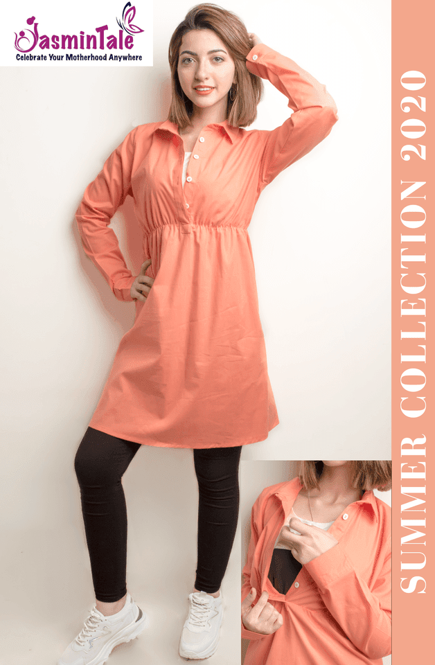 Orange poplin blouse