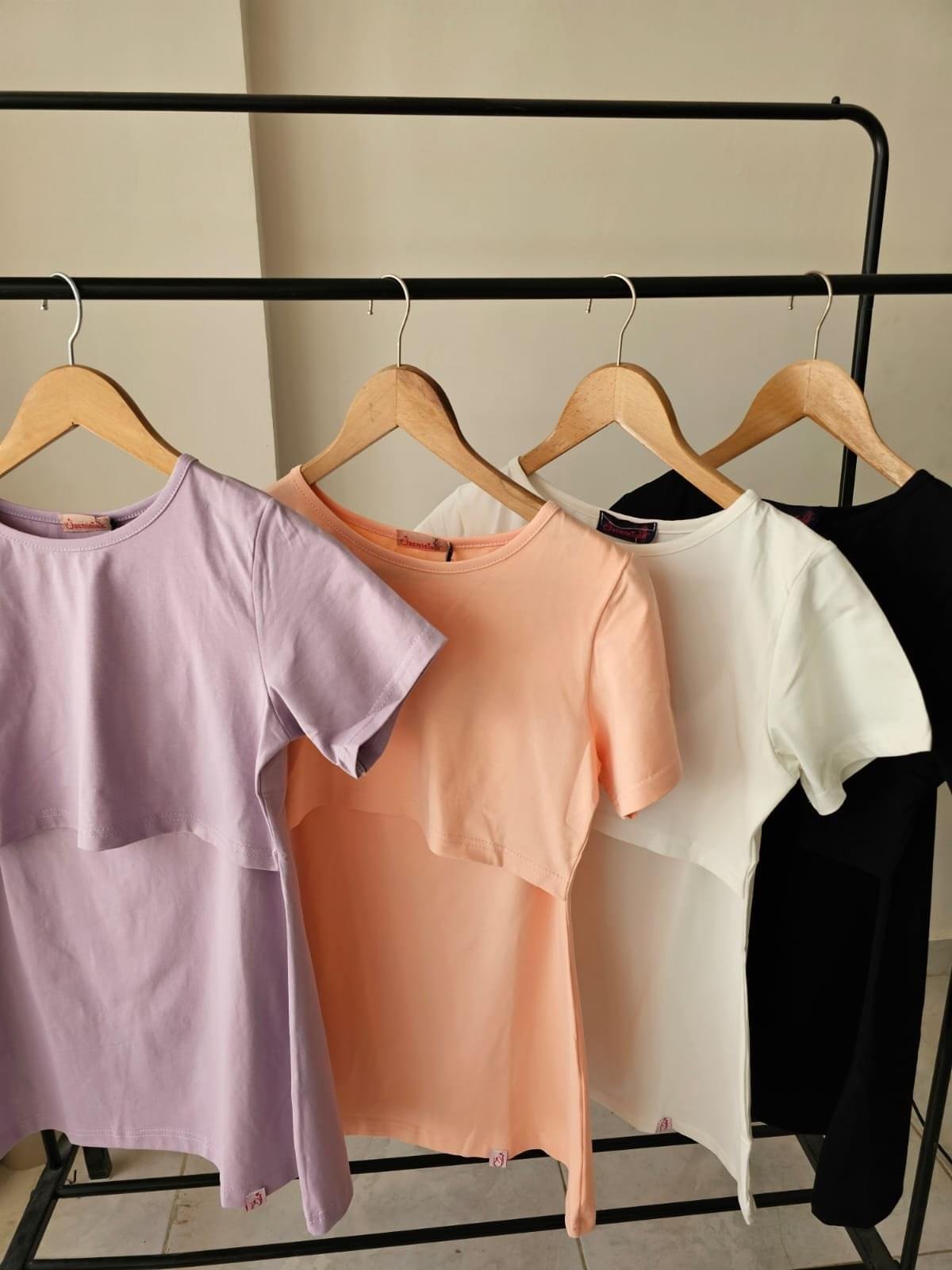 Breastfeeding pure cotton basic shirt (half sleeves)