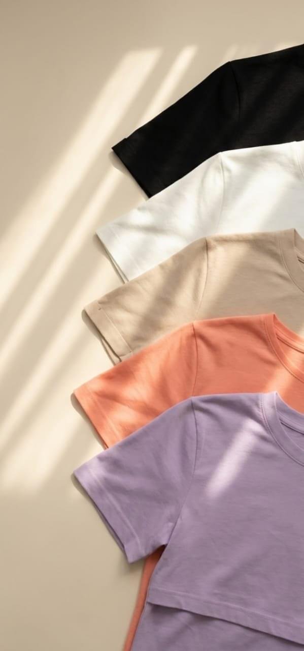 Breastfeeding pure cotton basic shirt (half sleeves) - Image 2