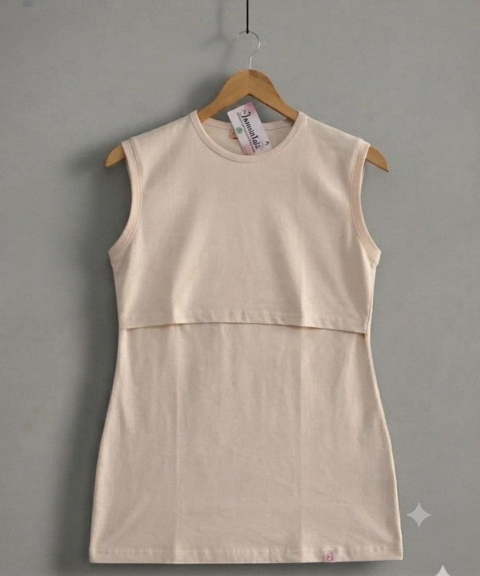 Breastfeeding pure cotton basic shirt (sleeveless)