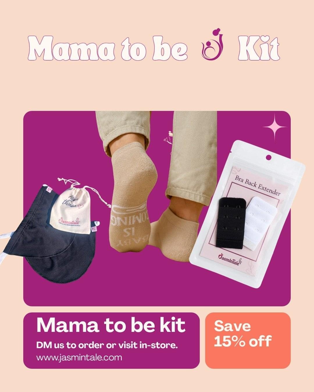 Mama to be bundle(Pants extender + Bra extender + Go mama socks) - Image 2
